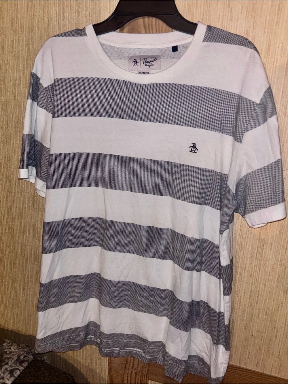 Original Penguin White & Gray Horizontal Stripe Crew Neck Tee